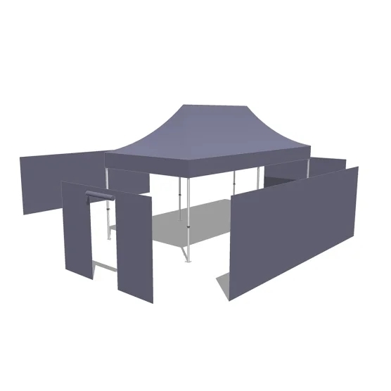 Tonnelle Pliante Acier Semi Pro 3mx6m BLEU AZUR avec Pack 4 Côtés