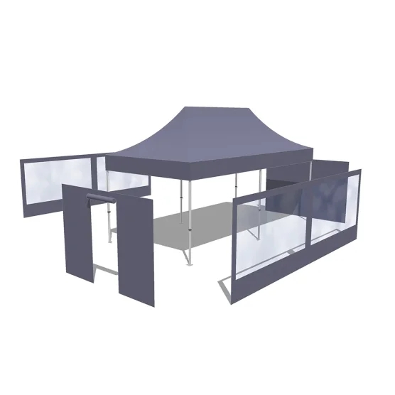 Tonnelle Pliante  Acier Semi Pro 3mx6m GRIS avec Pack Fenêtres Tonnelle Pliante  Acier Semi Pro 3mx6m GRIS avec Pack Fenêtres