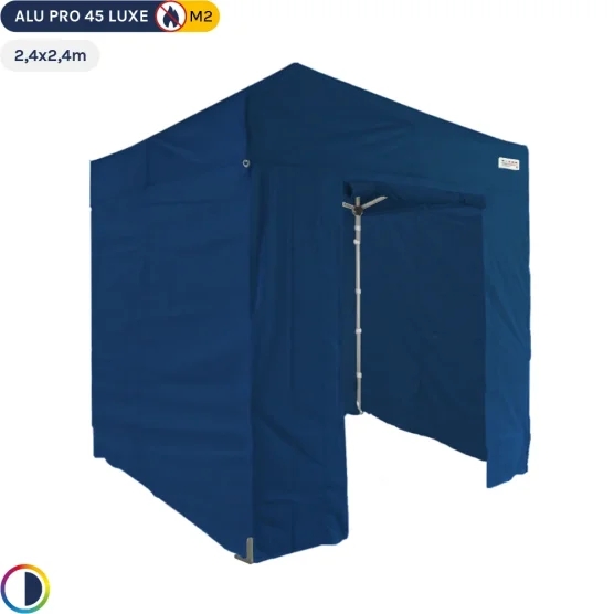 Tente pliante - Stand pliant Alu Pro 45 LUXE M2 2,4mx2,4m BLEU + Pack Côtés 380gr/m²