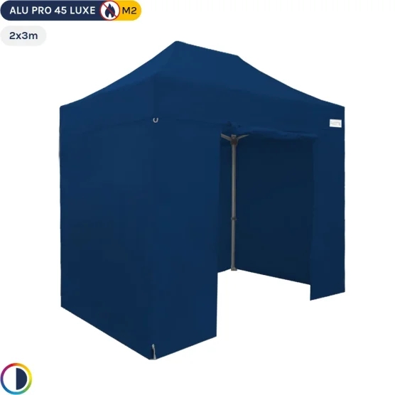 Tente pliante - Stand pliant Alu Pro 45 LUXE M2 2mx3m BLEU + Pack Côtés 380gr/m²