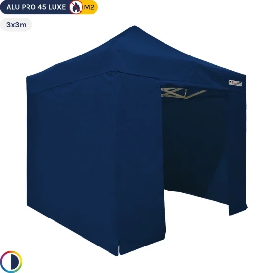 Tente pliante - Stand pliant Alu Pro 45 LUXE M2 3mx3m BLEU + Pack Côtés 380gr/m²