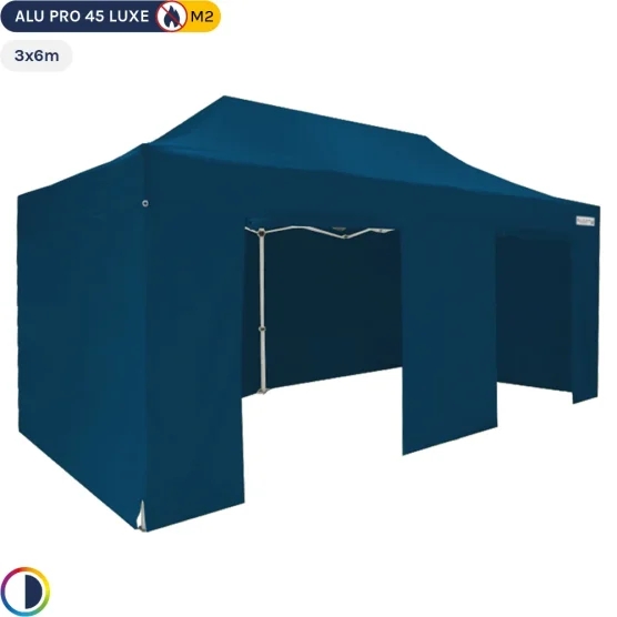 Tente pliante - Stand pliant Alu Pro 45 LUXE M2 3mx6m BLEU + Pack Côtés 380gr/m²