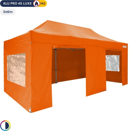 Tente pliante - Tente pliante Alu Pro 45 LUXE 3mx6m ORANGE + Pack Fenêtres 380gr/m²
