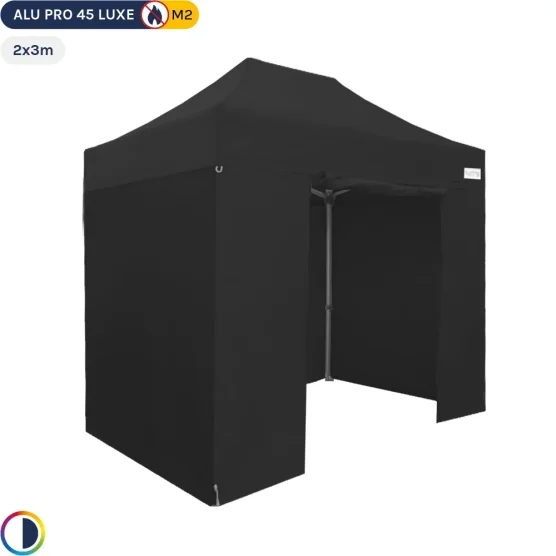 Tente pliante - Stand pliant Alu Pro 45 LUXE M2 2mx3m NOIR + Pack Côtés 380gr/m² Tente pliante - Stand pliant Alu Pro 45 LUXE M2 2mx3m NOIR + Pack Côtés 380gr/m²