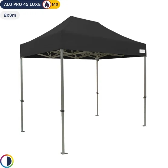 Tente pliante - Stand pliant Alu Pro 45 LUXE M2 2mx3m NOIR 380gr/m² Tente pliante - Stand pliant Alu Pro 45 LUXE M2 2mx3m NOIR 380gr/m²