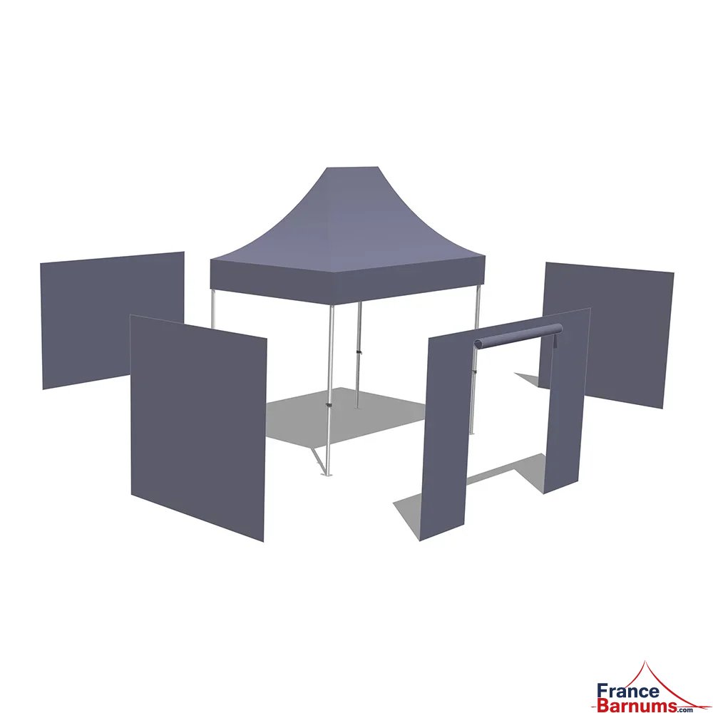 Tonnelle pliante - Stand pliant Alu Pro 45 LUXE M2 2mx3m NOIR + Pack Côtés 380gr/m² Tonnelle pliante - Stand pliant Alu Pro 45 LUXE M2 2mx3m NOIR + Pack Côtés 380gr/m²