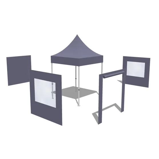 Tonnelle Pliante - Stand Acier Premium M2 2x2m BLANC + Pack Fenêtres 380gr/m²