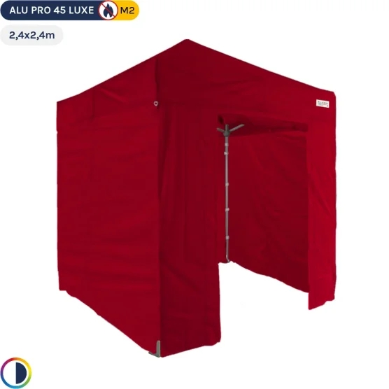 Tente pliante - Stand pliant Alu Pro 45 LUXE M2 2,4mx2,4m ROUGE + Pack Côtés 380gr/m² Tente pliante - Stand pliant Alu Pro 45 LUXE M2 2,4mx2,4m ROUGE + Pack Côtés 380gr/m²