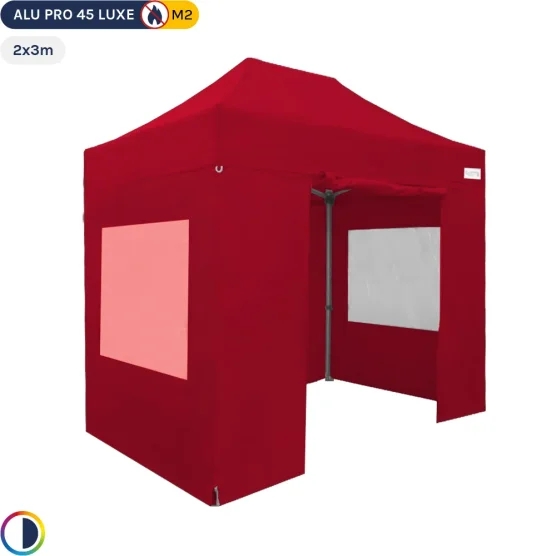 Tente pliante - Stand pliant Alu Pro 45 LUXE M2 2mx3m ROUGE + Pack Fenêtres 380gr/m²