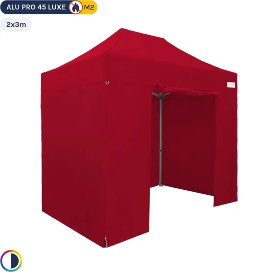 Tente pliante - Stand pliant Alu Pro 45 LUXE M2 2mx3m ROUGE + Pack Côtés 380gr/m² Tente pliante - Stand pliant Alu Pro 45 LUXE M2 2mx3m ROUGE + Pack Côtés 380gr/m²
