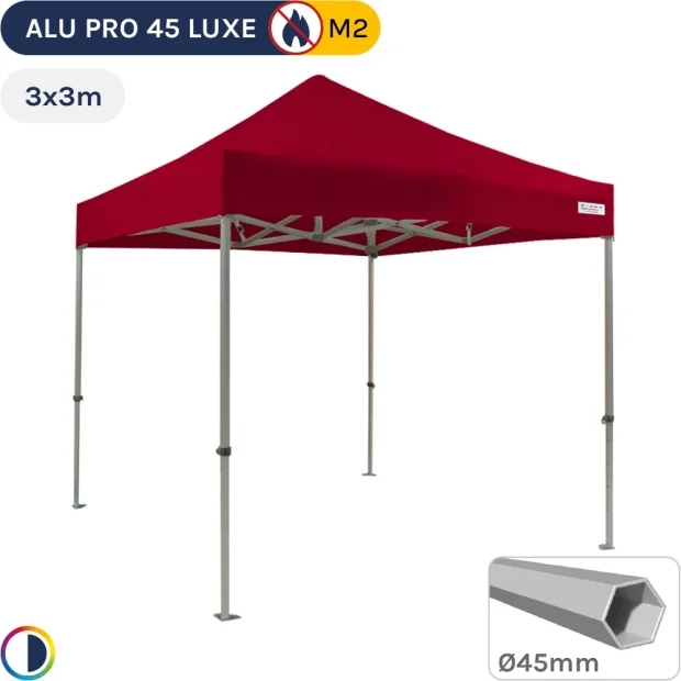 Barnum pliant - Tente pliante Alu Pro 45 LUXE M2 3mx3m ROUGE 380gr/m²