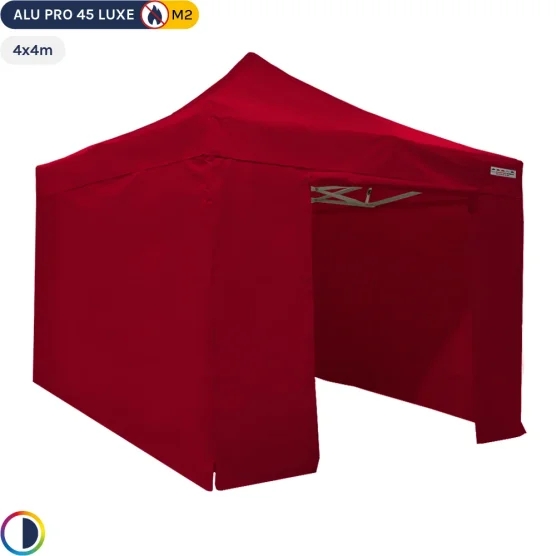Tente pliante - Stand pliant Alu Pro 45 LUXE M2 4mx4m ROUGE+ Pack Côtés 380gr/m²