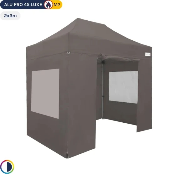 Tente pliante - Stand pliant Alu Pro 45 LUXE M2 2mx3m TAUPE + Pack Fenêtres 380gr/m²