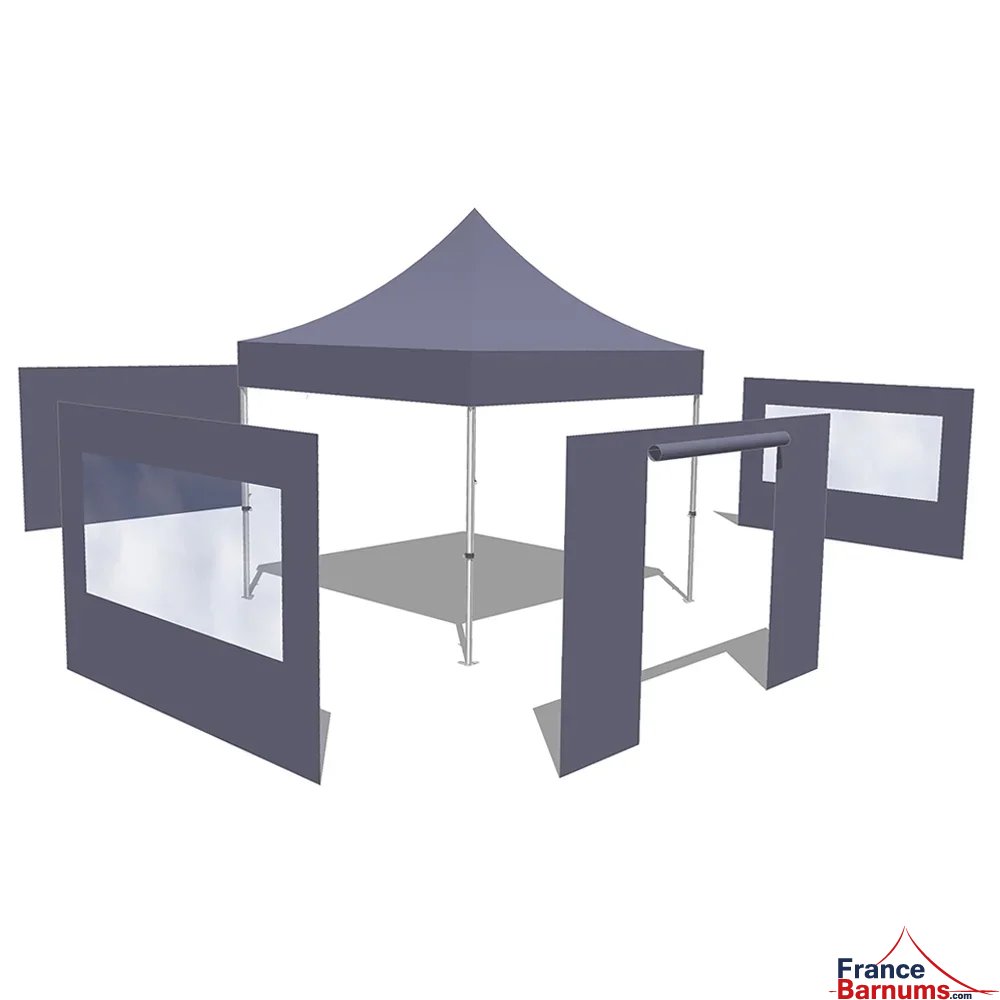 Tonnelle Pliante - Stand Acier Premium M2 3x3m ROSE POUDRÉ + Pack Fenêtres 380gr/m²