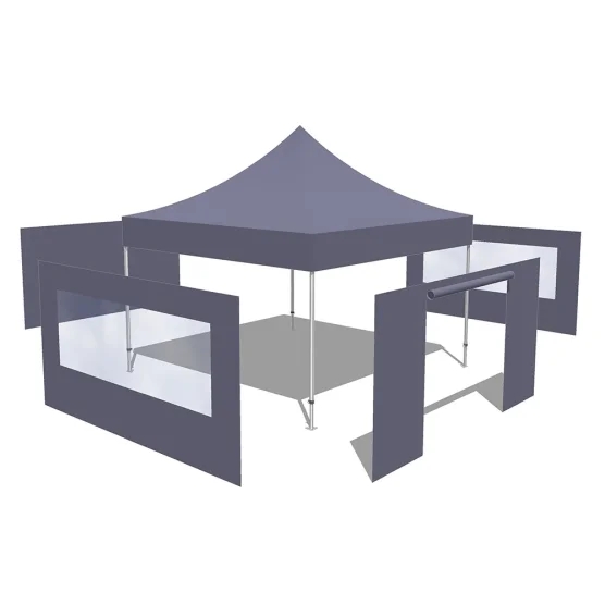 Tonnelle pliante - Stand pliant Alu Pro 45 LUXE M2 4mx4m TAUPE + Pack Fenêtres 380gr/m²