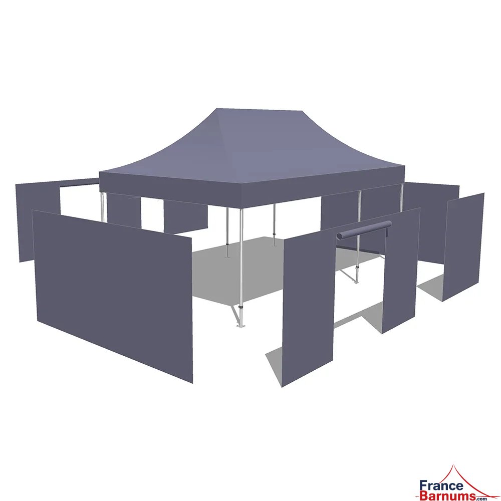 Tonnelle pliante - Stand pliant Alu Pro 45 LUXE M2 4mx6m TAUPE + Pack Côtés 380gr/m²