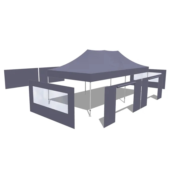 Tonnelle pliante - Stand pliant Alu Pro 45 LUXE M2 4mx8m TAUPE + Pack Fenêtres 380gr/m²