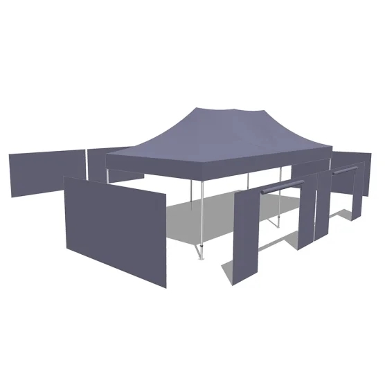 Tonnelle pliante - Stand pliant Alu Pro 45 LUXE M2 4mx8m TAUPE + Pack Côtés 380gr/m² Tonnelle pliante - Stand pliant Alu Pro 45 LUXE M2 4mx8m TAUPE + Pack Côtés 380gr/m²