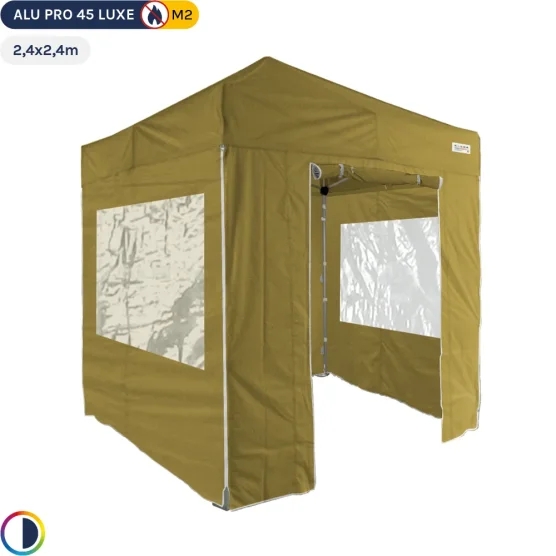Tente pliante - Tente pliante Alu Pro 45 LUXE M2 2,4mx2,4m VERT DORÉ + Pack Fenêtres 380gr/m²
