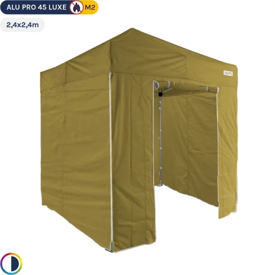 Tente pliante Alu Pro 45 LUXE M2 2,4mx2,4m VERT DORÉ + Pack Côtés 380gr/m²