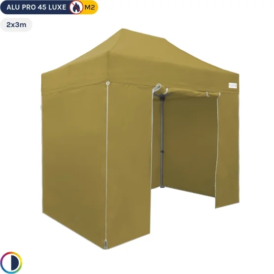 Tente pliante Aluminium Pro 45 LUXE M2 2mx3m VERT DORÉ + Pack Côtés 380gr/m²