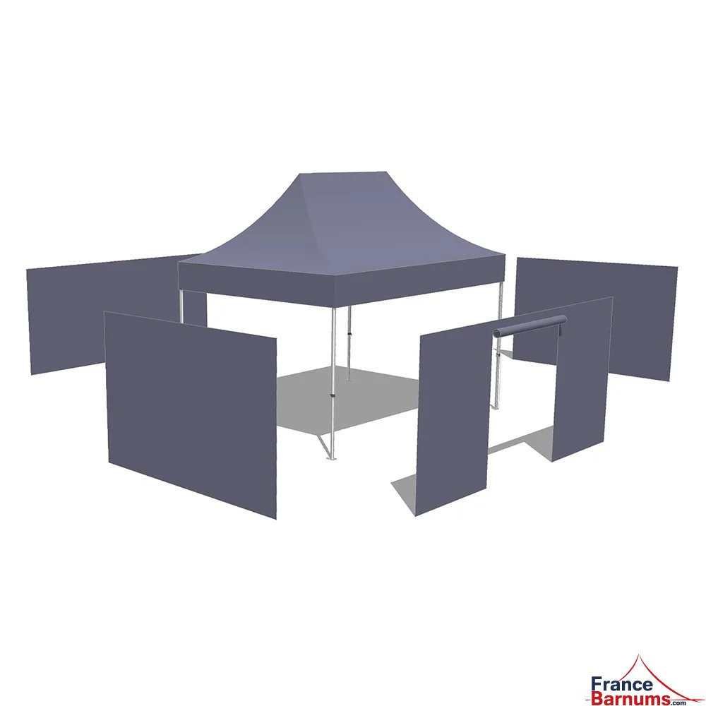 Tonnelle Pliante - Stand Acier Premium M2 3x4,5m NOIR + Pack Côtés 380gr/m²