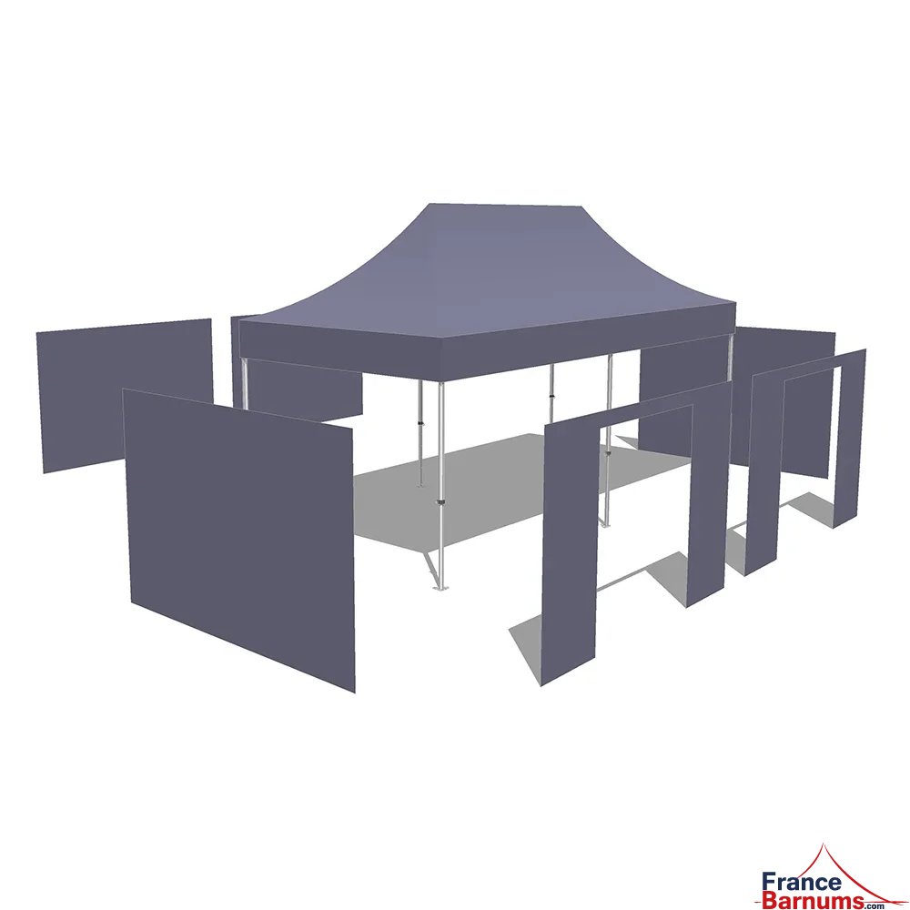 Tonnelle Pliante - Stand Acier Premium M2 3x6m BLEU + Pack Côtés 380gr/m²