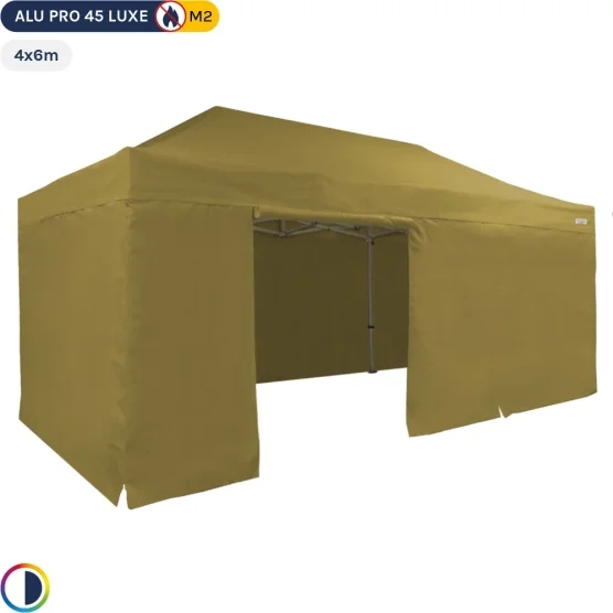 Tente pliante Alu Pro 45 LUXE M2 4mx6m VERT DORÉ + Pack Côtés 380gr/m² Tente pliante Alu Pro 45 LUXE M2 4mx6m VERT DORÉ + Pack Côtés 380gr/m²