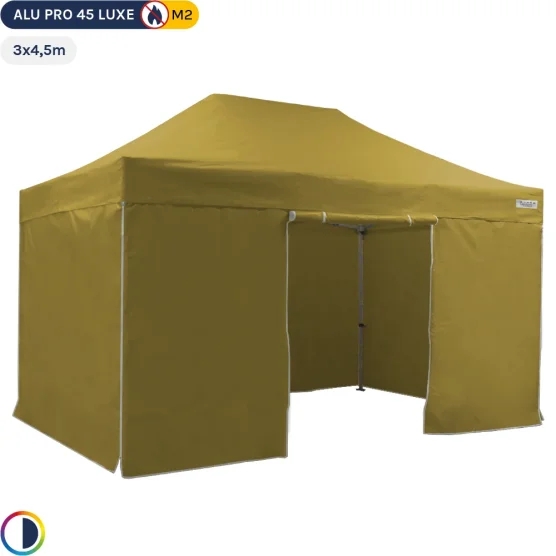 Tente pliante Alu Pro 45 LUXE M2 3mx4,5m VERT DORÉ + Pack 4 Côtés 380gr/m²