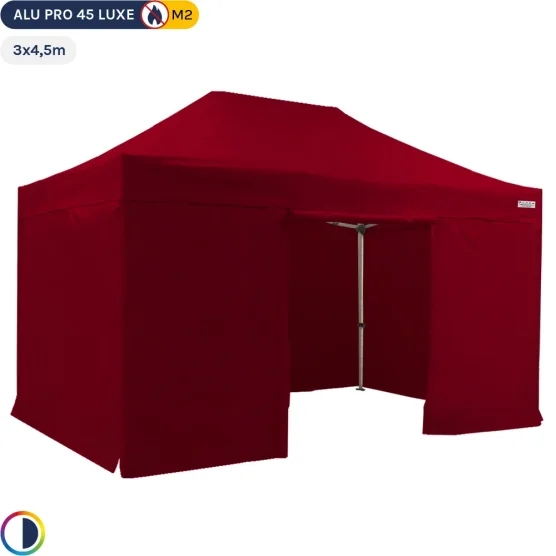 Tente pliante Alu Pro 45 LUXE M2 3mx4,5m ROUGE + Pack Côtés 380gr/m² Tente pliante Alu Pro 45 LUXE M2 3mx4,5m ROUGE + Pack Côtés 380gr/m²