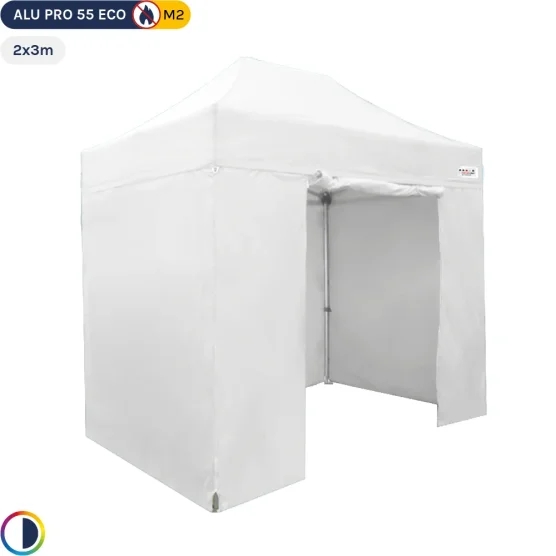 Tente Pliante Alu Pro 55 ECO M2 2mx3m BLANC + Toit 580gr/m² et Côtés 380gr/m²