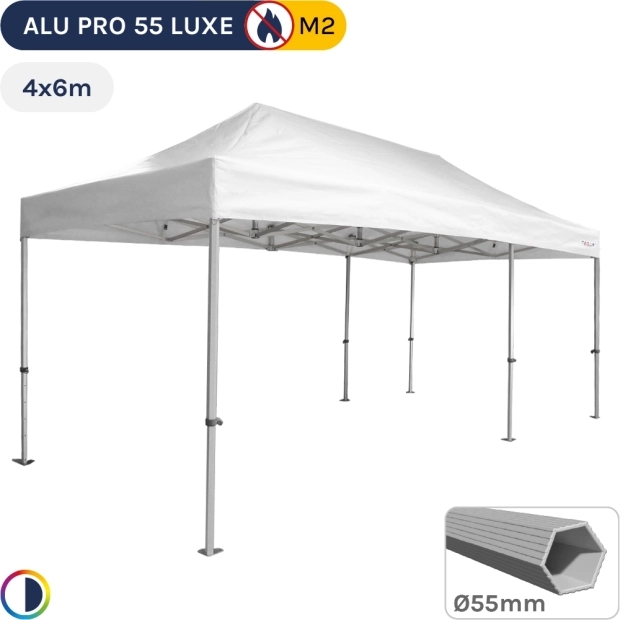 Barnum pliant Alu Pro 55 LUXE M2 4mx6m BLANC 580gr/m²