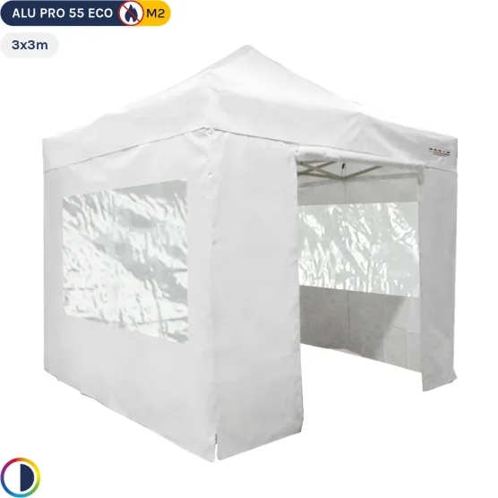 Tente Pliante Alu Pro 55 ECO M2 3mx3m BLANC + Toit 580gr/m² et Fenêtres 380gr/m² Tente Pliante Alu Pro 55 ECO M2 3mx3m BLANC + Toit 580gr/m² et Fenêtres 380gr/m²