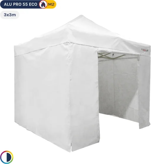 Tente Pliante Alu Pro 55 ECO M2 3mx3m BLANC + Toit 580gr/m² et Côtés 380gr/m² Tente Pliante Alu Pro 55 ECO M2 3mx3m BLANC + Toit 580gr/m² et Côtés 380gr/m²