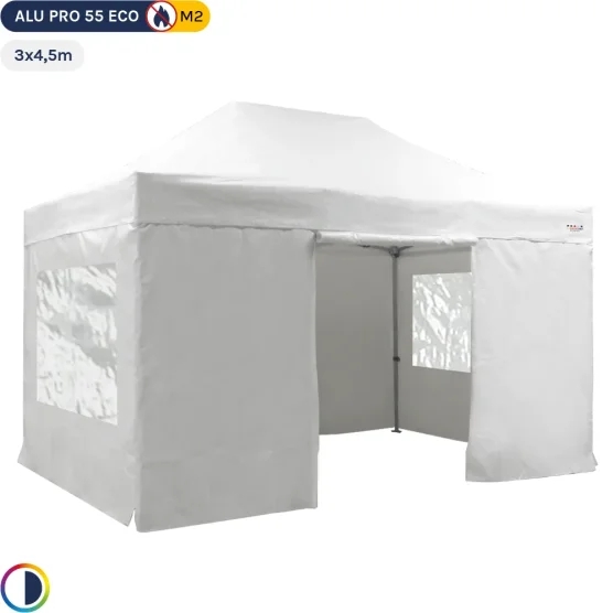 Tente Pliante Alu Pro 55 ECO M2 3mx4,5m BLANC + Toit 580gr/m² et Fenêtres 380gr/m² Tente Pliante Alu Pro 55 ECO M2 3mx4,5m BLANC + Toit 580gr/m² et Fenêtres 380gr/m²