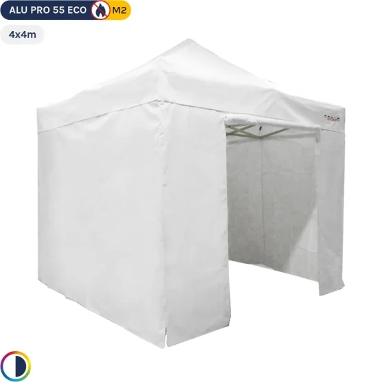 Tente Pliante Alu Pro 55 ECO M2 4mx4m BLANC + Toit 580gr/m² et Côtés 380gr/m² Tente Pliante Alu Pro 55 ECO M2 4mx4m BLANC + Toit 580gr/m² et Côtés 380gr/m²