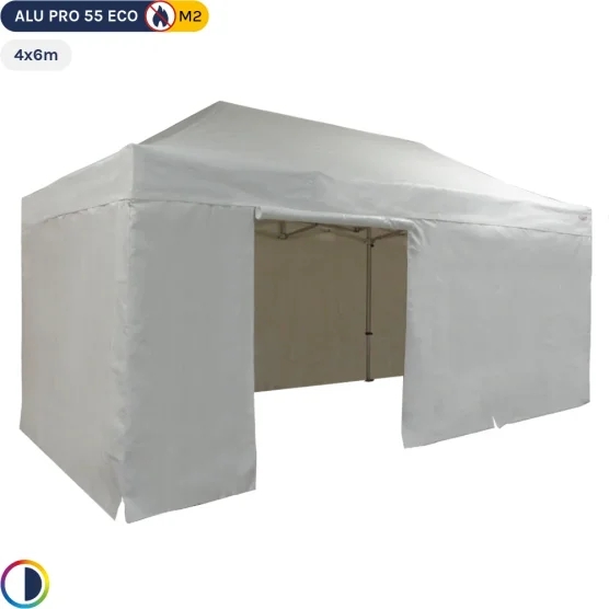 Tente Pliante Alu Pro 55 ECO M2 4mx6m BLANC + Toit 580gr/m² et Côtés 380gr/m² Tente Pliante Alu Pro 55 ECO M2 4mx6m BLANC + Toit 580gr/m² et Côtés 380gr/m²