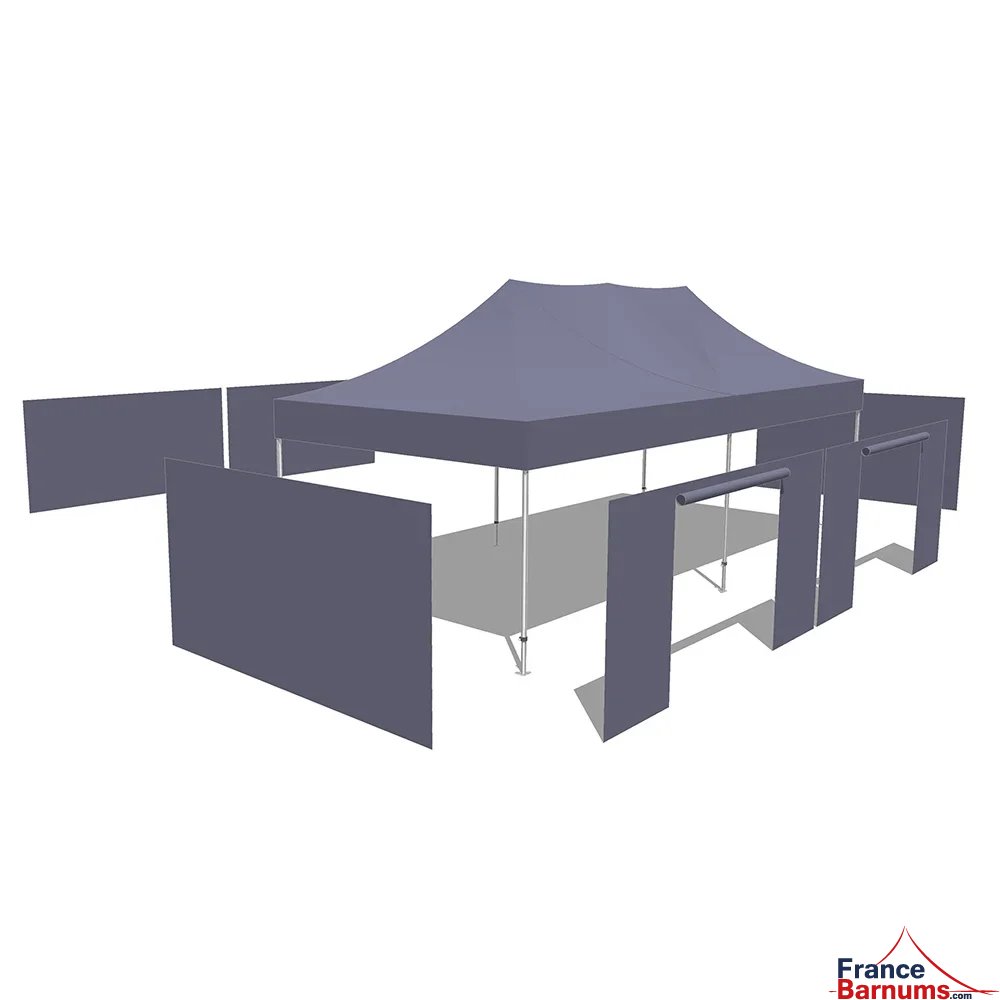 Tonnelle Pliante Alu Pro 55 ECO M2 4mx8m BLANC + Toit 580gr/m² et Côtés 380gr/m² Tonnelle Pliante Alu Pro 55 ECO M2 4mx8m BLANC + Toit 580gr/m² et Côtés 380gr/m²