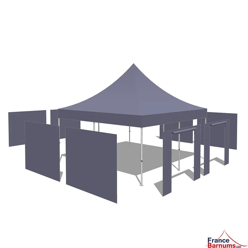 Tonnelle Pliante Alu Pro 55 ECO 5mx5m BLANC + Toit 580gr/m² et Côtés 380gr/m²