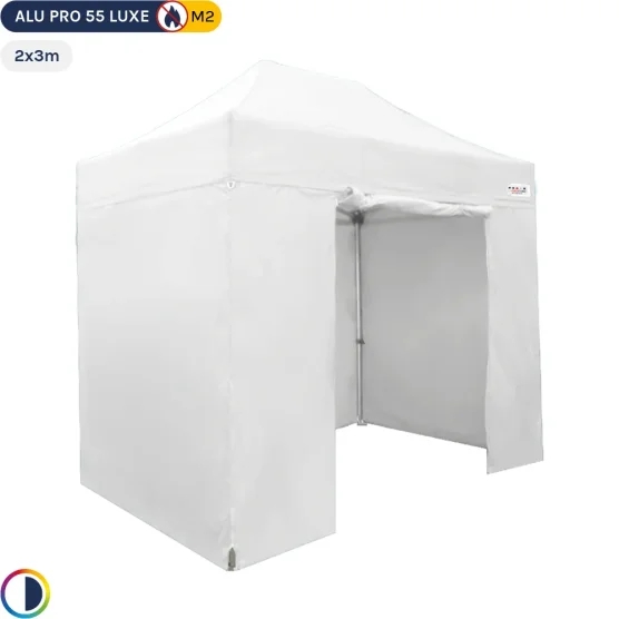 Tente Pliante Alu Pro 55 LUXE M2 2mx3m BLANC + Pack Côtés 580gr/m²