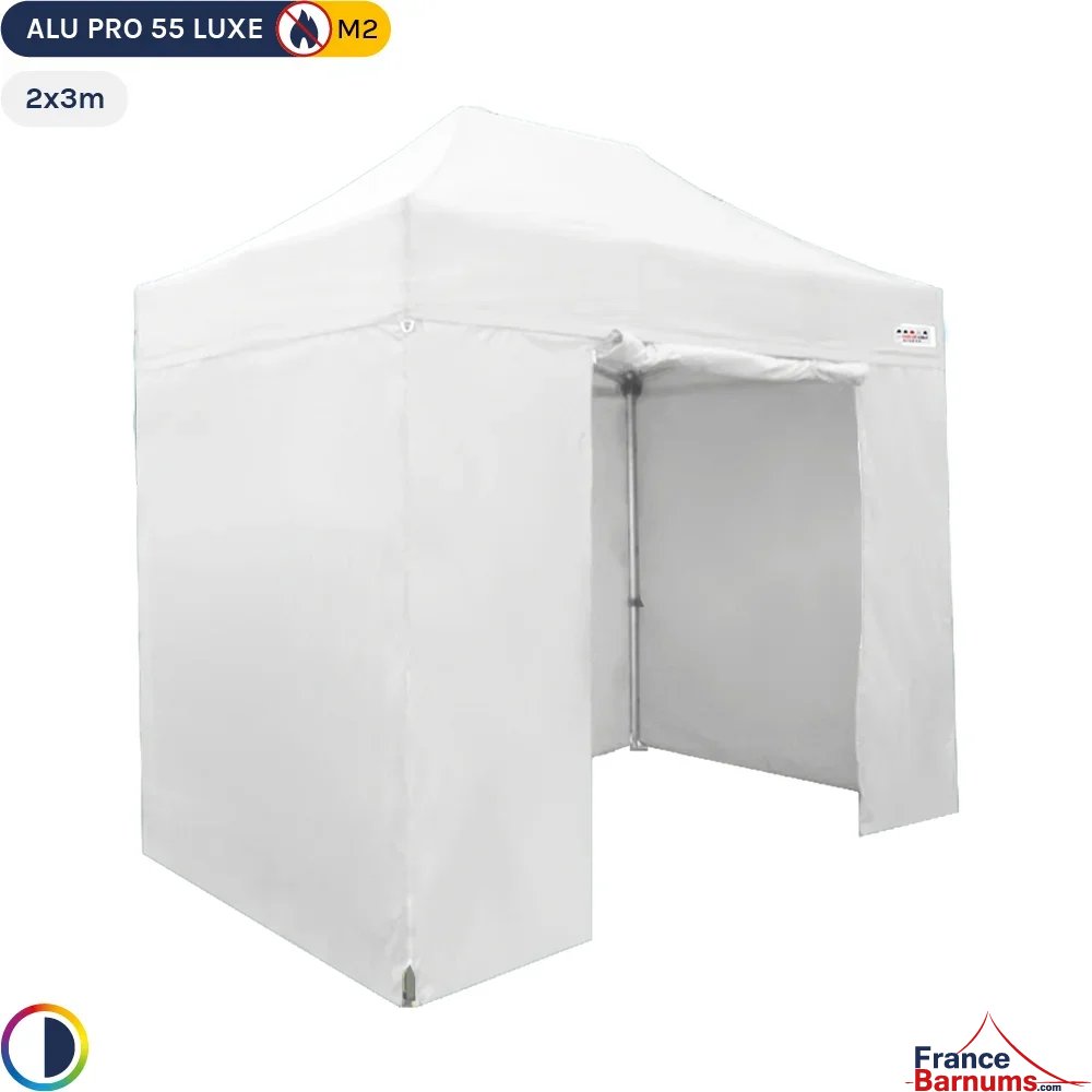 Tente Pliante Alu Pro 55 LUXE M2 2mx3m BLANC + Pack Côtés 580gr/m²