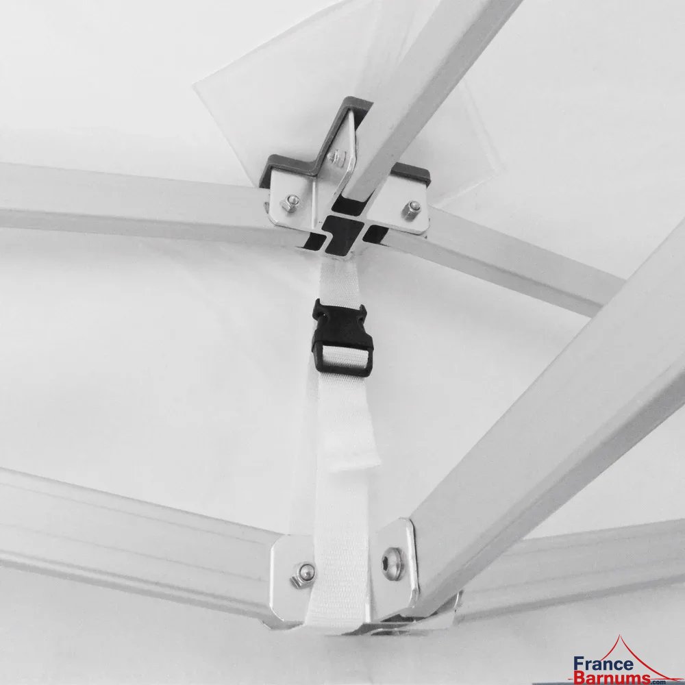 Sangles de tension bâche de toit barnum pliant alu Pro 55 Luxe norme M2 2x3m blanc avec côtés