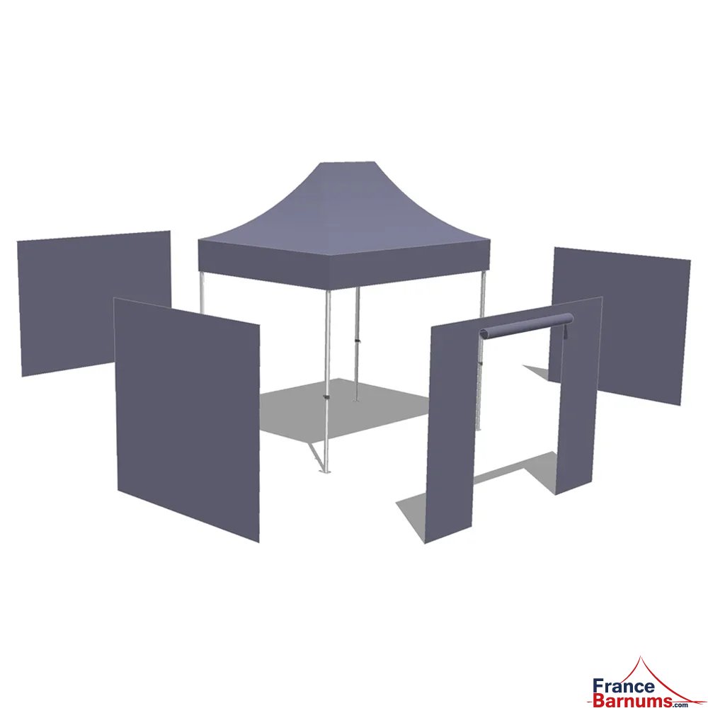 Tonnelle Pliante Alu Pro 55 LUXE M2 2mx3m BLEU + Pack Côtés 580gr/m²