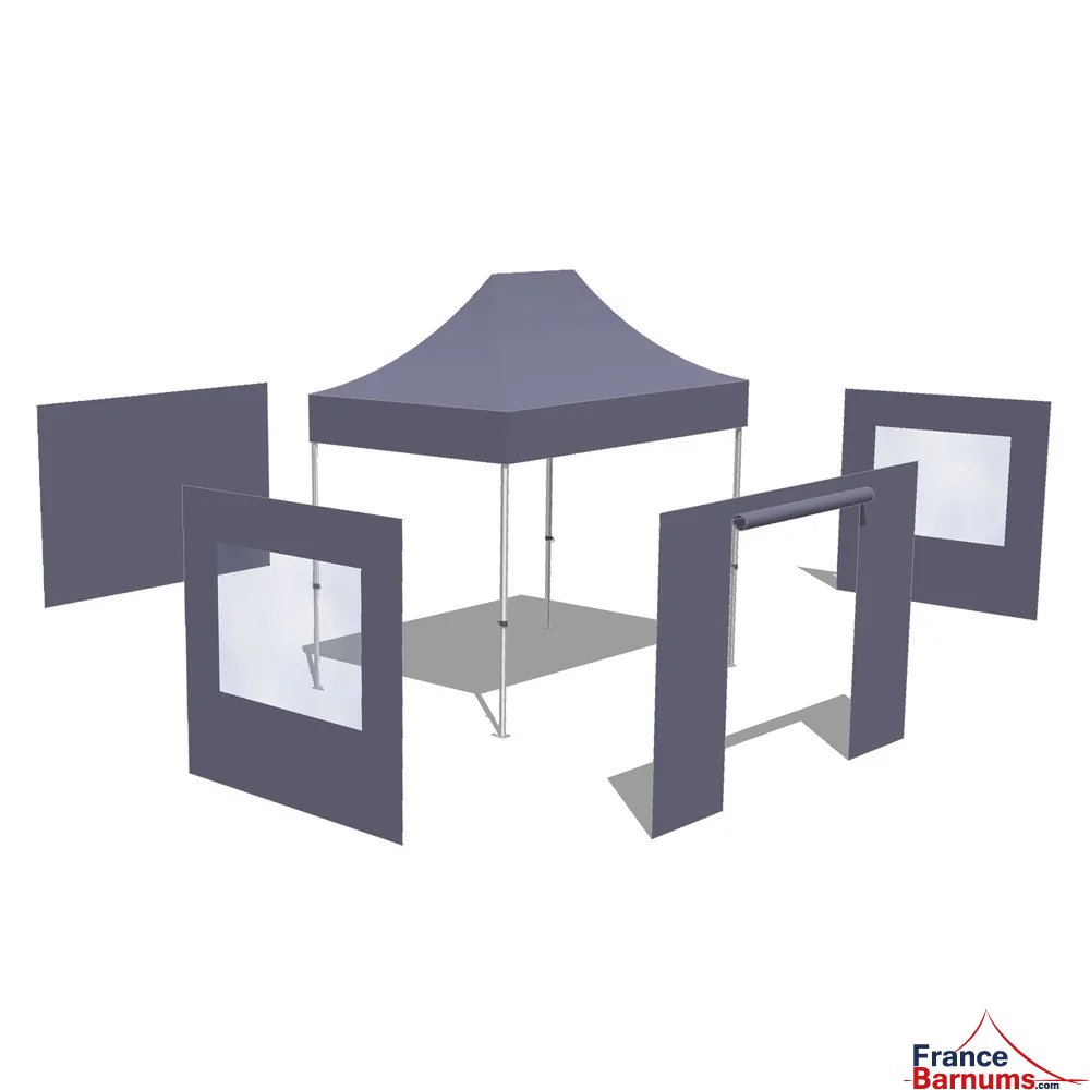 Tonnelle Pliante Alu Pro 55 LUXE M2 2mx3m BLEU CIEL + Pack Fenêtres 580gr/m²