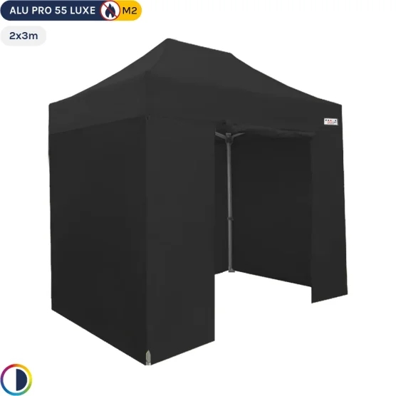 Tente Pliante Alu Pro 55 LUXE M2 2mx3m NOIR + Pack Côtés 580gr/m² Tente Pliante Alu Pro 55 LUXE M2 2mx3m NOIR + Pack Côtés 580gr/m²