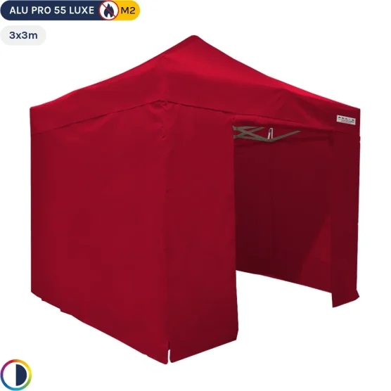 Tente Pliante Alu Pro 55 LUXE M2 3mx3m ROUGE + Pack Côtés 580gr/m²