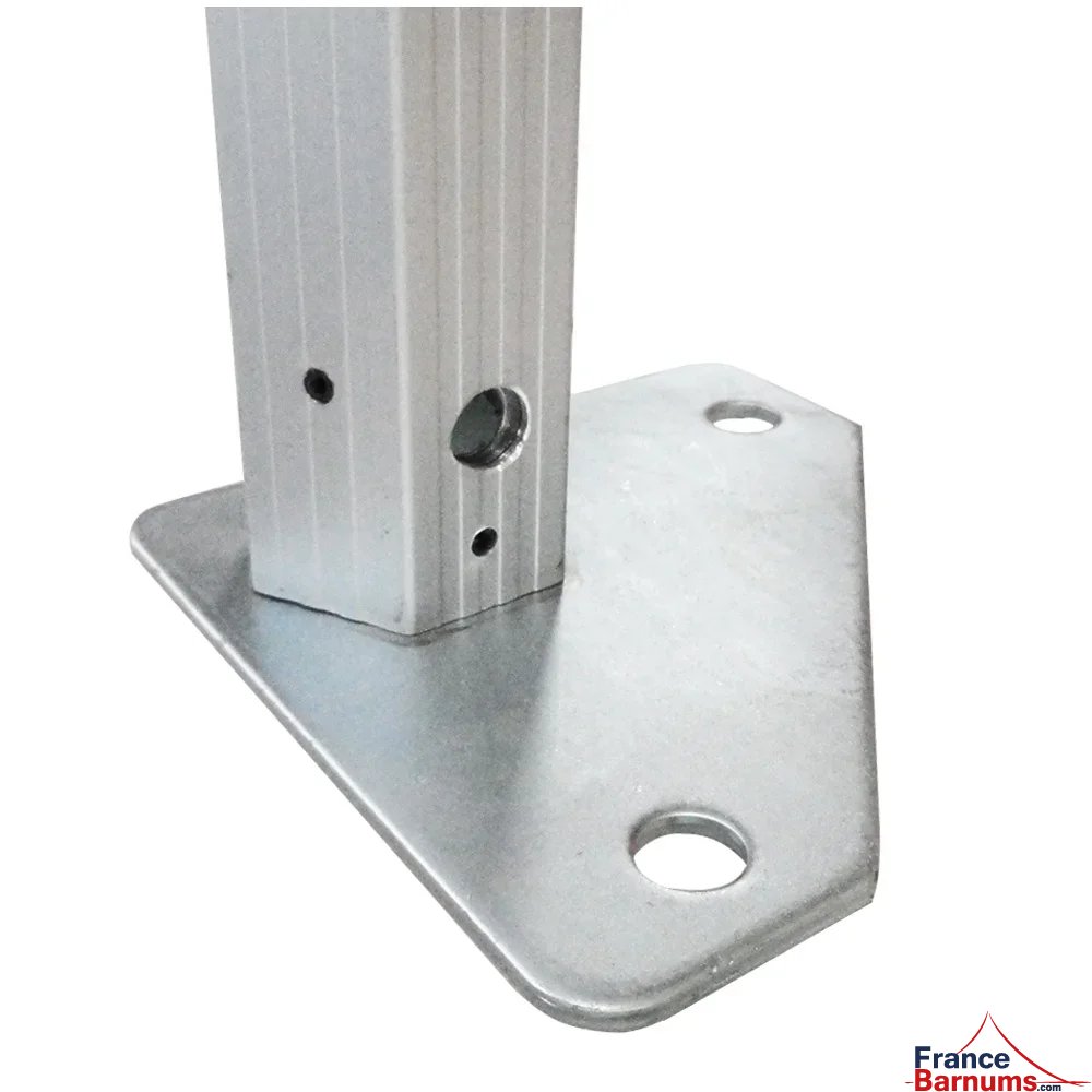 Large platine de pied barnum pliant professionnel alu Pro 55 Luxe norme M2 3x3m bleu ciel avec côtés