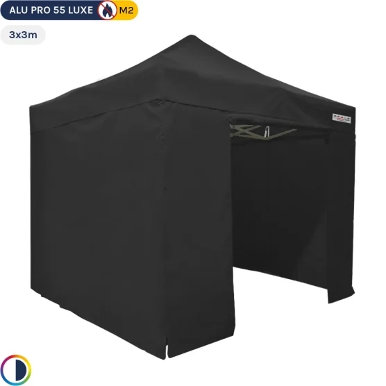 Tente Pliante Alu Pro 55 LUXE M2 3mx3m NOIR + Pack Côtés 580gr/m² Tente Pliante Alu Pro 55 LUXE M2 3mx3m NOIR + Pack Côtés 580gr/m²