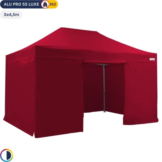 Tente Pliante Alu Pro 55 LUXE M2 3mx4,5m ROUGE + Pack Côtés 580gr/m²
