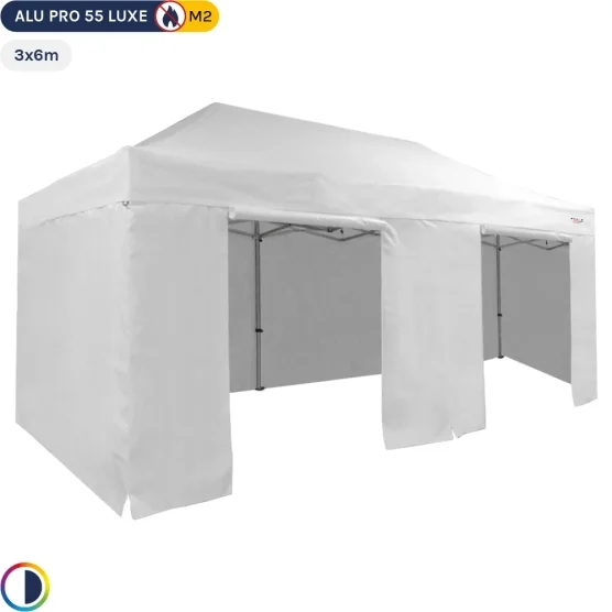 Tente Pliante Alu Pro 55 LUXE M2 3mx6m BLANC + Pack Côtés 580gr/m²